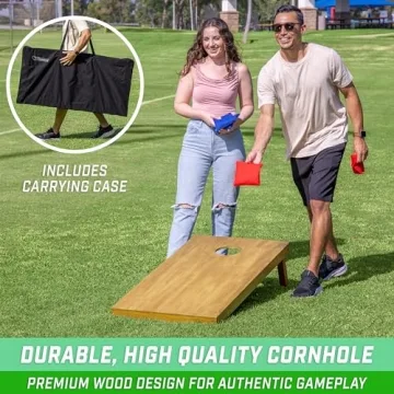 GoSports Wooden Cornhole Boards Set - Durable & Portable