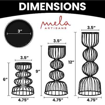 Lainon Candle Holders for Pillar Candles (Black, Set of 3) - Hand Crafted Black Metal Candle Holder ...