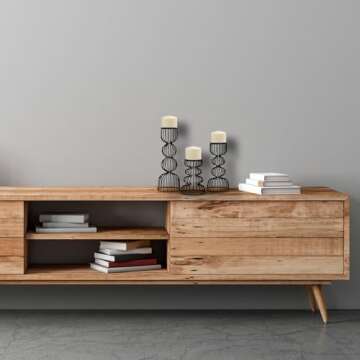 Lainon Candle Holders for Pillar Candles (Black, Set of 3) - Hand Crafted Black Metal Candle Holder Set - Metal Candle Holders Pillar for Table Centerpiece - Modern Candle Stand - 6", 9", 12"