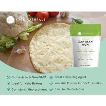 Kate Naturals Xanthan Gum for Baking, Ice Cream & Thickener (8oz, Gluten Free, Food Grade, Skin Care...