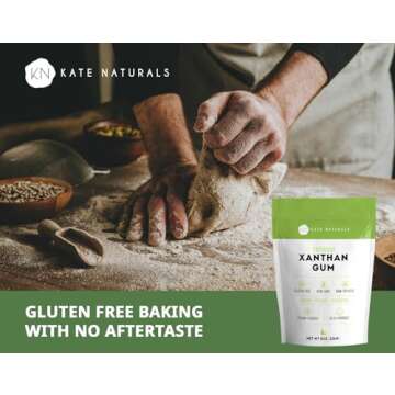 Kate Naturals Xanthan Gum for Baking, Ice Cream & Thickener (8oz, Gluten Free, Food Grade, Skin Care)