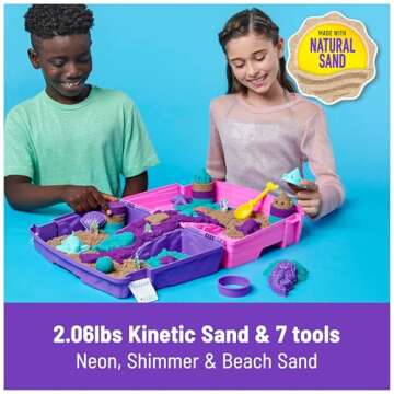 Kinetic Sand, Mermaid Palace Playset with 2.06lbs Play Sand (Neon Purple, Shimmer Teal & Beach), Too...