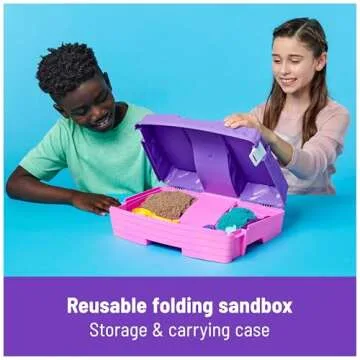 Kinetic Sand, Mermaid Palace Playset with 2.06lbs Play Sand (Neon Purple, Shimmer Teal & Beach), Tools & Folding Sandbox, Sensory Toys for Kids