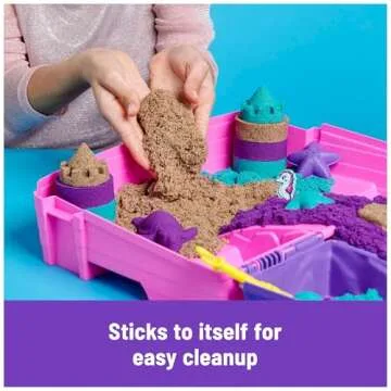 Kinetic Sand, Mermaid Palace Playset with 2.06lbs Play Sand (Neon Purple, Shimmer Teal & Beach), Tools & Folding Sandbox, Sensory Toys for Kids