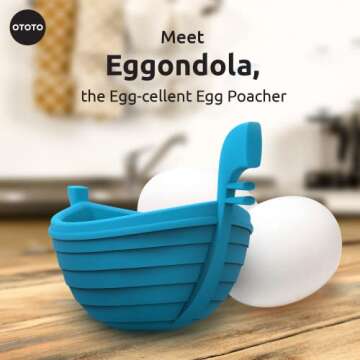 OTOTO New Eggondola Egg Poacher - Poached Egg Silicone Egg Cooker - Gondola Egg Silicone Poacher for...