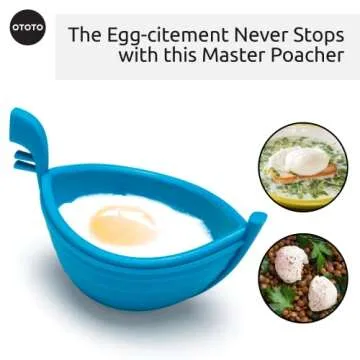 OTOTO New Eggondola Egg Poacher - Poached Egg Silicone Egg Cooker - Gondola Egg Silicone Poacher for Cooking Eggs - Kitchen Egg Cooker, Perfect Egg Maker - Egg Design Maker, Egg Kitchen Gadgets