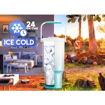 Meoky 32 oz Insulated Tumbler with Handles and Straw