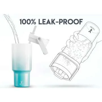 Meoky 32 oz Insulated Tumbler with Handles and Straw