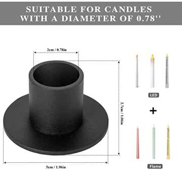 HUANGXIN 4 Pcs Black Candle Holders Retro Candlestick Holder Farmhouse Decor for Home Wedding Party ...