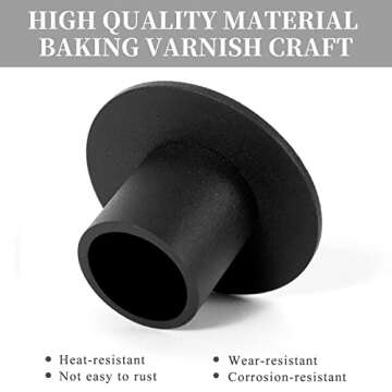HUANGXIN 4 Pcs Black Candle Holders Retro Candlestick Holder Farmhouse Decor for Home Wedding Party Anniversary Housewarming Gifts for Women Men
