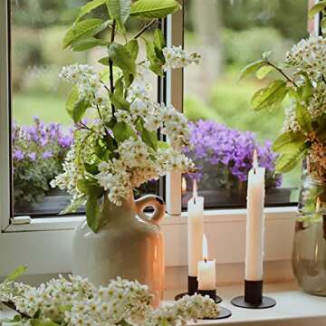 HUANGXIN 4 Pcs Black Candle Holders Retro Candlestick Holder Farmhouse Decor for Home Wedding Party Anniversary Housewarming Gifts for Women Men