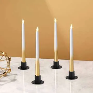HUANGXIN 4 Pcs Black Candle Holders Retro Candlestick Holder Farmhouse Decor for Home Wedding Party Anniversary Housewarming Gifts for Women Men