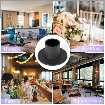 HUANGXIN 4 Pcs Black Candle Holders Retro Candlestick Holder Farmhouse Decor for Home Wedding Party Anniversary Housewarming Gifts for Women Men