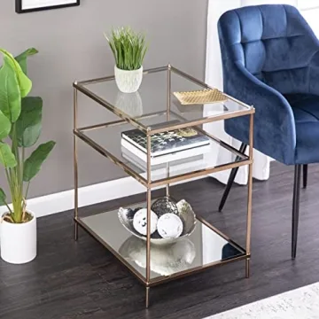 SEI Furniture Knox Side Table - Elegant Gold Metal Frame