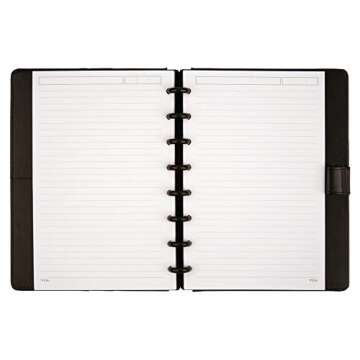 TUL Custom Note-Taking System Discbound Notebook, Junior Size, Leather Cover, Black