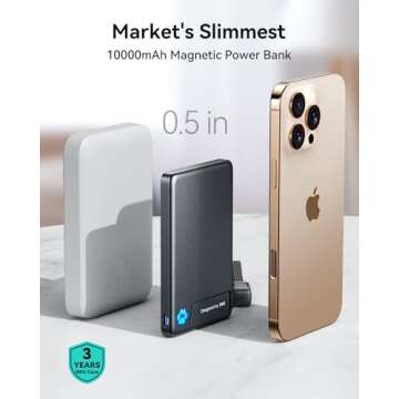 INIU Portable Charger: Ultra Slim 10000mAh Magnetic Power Bank with Foldable Stand