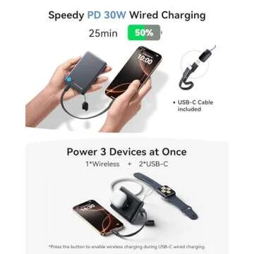 INIU Portable Charger - Ultra Slim 10K Magnetic Power Bank