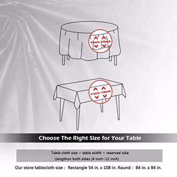 Anborfly Plastic Tablecloth 6 Pack Disposable Round Table Cloths 84in. x 84in. Table Covers for Parties Birthdays Picnic Weddings Christmas Indoor or Outdoor Use(Dark Blue)