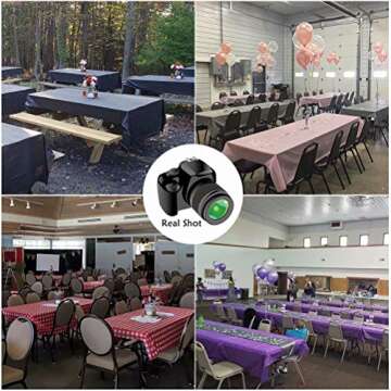 Anborfly Plastic Tablecloth 6 Pack Disposable Round Table Cloths 84in. x 84in. Table Covers for Parties Birthdays Picnic Weddings Christmas Indoor or Outdoor Use(Dark Blue)