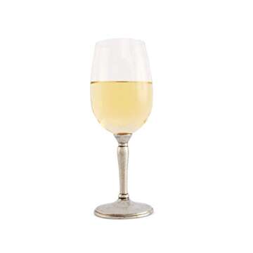 Vagabond House Classic Pewter Stem White Wine Glass - Elegant and Timeless Design