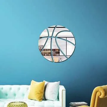 ufengke Basketball Mirror Wall Decal for Kids' Rooms - 3D Wall Stickers