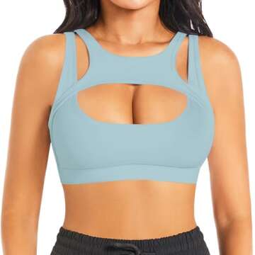 Push up Sports Bra for Women Sexy Hollow Crop Tops with Removable Cups Yoga Workout Fitness Yoga Bra...