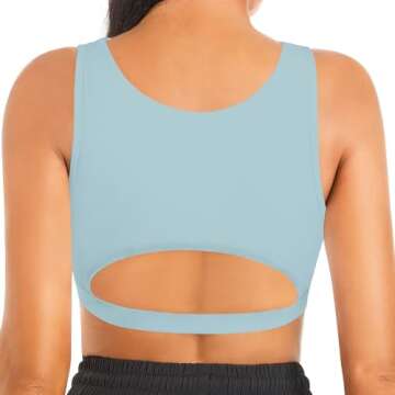 Push up Sports Bra for Women Sexy Hollow Crop Tops with Removable Cups Yoga Workout Fitness Yoga Bra Medium Support Light Blue Medium