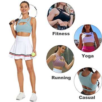 Push up Sports Bra for Women Sexy Hollow Crop Tops with Removable Cups Yoga Workout Fitness Yoga Bra Medium Support Light Blue Medium