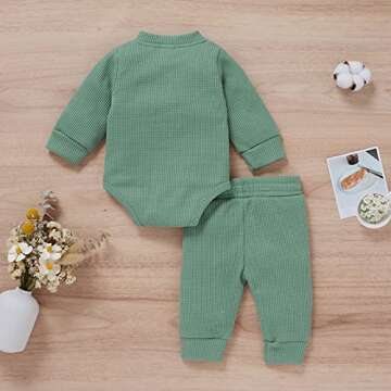 One opening Toddler Baby Boy Girl Clothes Outfits Ribbed Long Sleeve Pullover Sweatshirts Pants Newb...