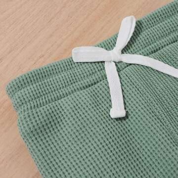 One opening Toddler Baby Boy Girl Clothes Outfits Ribbed Long Sleeve Pullover Sweatshirts Pants Newborn Girl Outfit Set(Green C, 12-18 month)