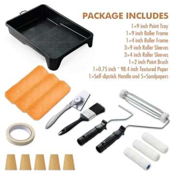 PILOT FISH 17 Pcs Paint Roller Kit - Complete Painting Tools for Homes