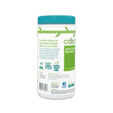 Caboo All Purpose Bamboo Cleaning Wipes, Eco Friendly Multi-Surface Kitchen Wipes - 3 Canisters with a Total of 210 Wipes