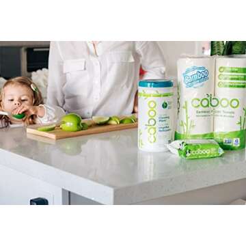 Caboo All Purpose Bamboo Cleaning Wipes, Eco Friendly Multi-Surface Kitchen Wipes - 3 Canisters with a Total of 210 Wipes