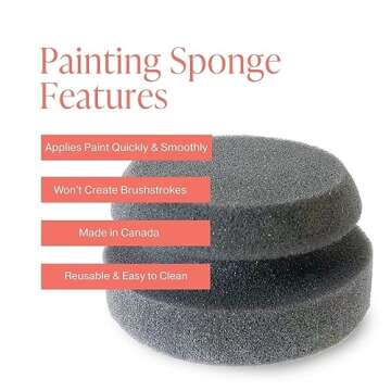 Chalk Style Painting Sponges - Set of 3-4” Round Reusable Handheld Sponge for Smooth Furniture Pai...