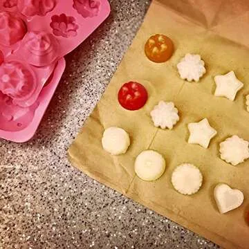 3 Pcs Silicone Flower Molds, CNYMANY 12-Cavity Non-Stick Jello Mold Baking Pans Ice Cube Trays for Kitchen Making Candy Chocolate Muffin Cupcake - Pink, Blue, Orange