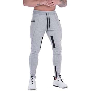 FIRSTGYM Men’s Slim Fit Joggers with Zipper Pockets