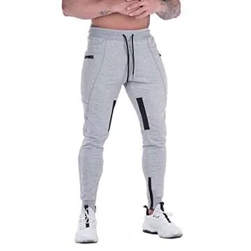 FIRSTGYM Men’s Slim Fit Joggers with Zipper Pockets