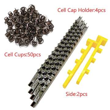 JZBZ Beekeeping Queen Cell Cup Holder Frame Bar Set and 50 pcs Queen bee Rearing Cell Cups for Apicu...