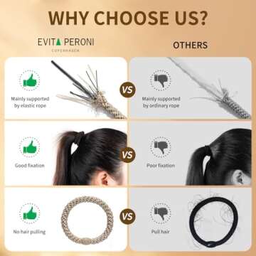 EVITA PERONI Hair Ties - 12 Pcs Ponytail Holders High Elastics No Damage No Crease Hair Tie for Thic...