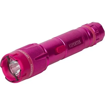 VIPERTEK VTS-T03 Aluminum Stun Gun - Rechargeable with LED Flashlight, Pink