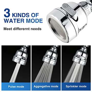 Faucet Sprayer Attachment, 360 Degree Rotating Faucet Aerator Accessories, 3 Mode Adjustable Kitchen...