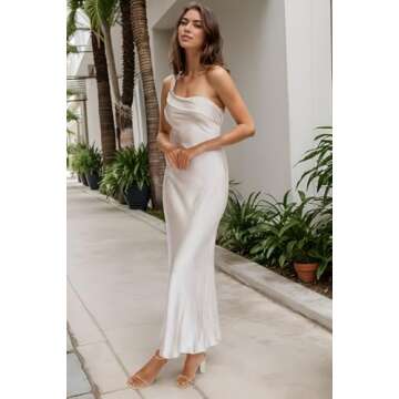 Elegant Maxi Bridesmaid Dress One Shoulder Prom Gown