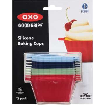 OXO Good Grips Silicone Baking [Cup]s, Pack of 12, Reusable, BPA-Free, Dishwasher Safe, Non-Stick, Food Grade, Cup]cake And Muffin [Liner]s