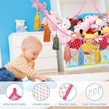 LXUNYI Stuffed Animal Net or Hammock, Net for Stuffed Animals, Boho Toy Net Hammock for Stuffed Anim...
