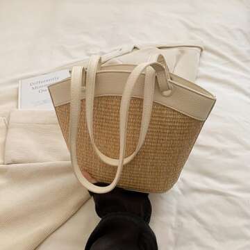 Straw Beach Bags For Women Small Straw Tote Bag Rattan Purse Summer Straw Handmade Bag Raffia Handbag Purse Shoulder Bag 2024