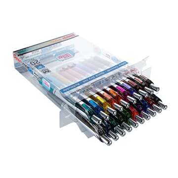 Pentel EnerGel RTX True Colors United (0.7mm) Medium Line, Assorted Ink, 20 Pack Box (BL77PC20MTCU)