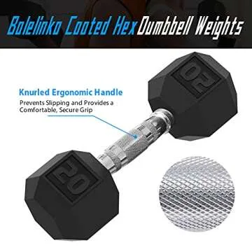 Balelinko Hex Dumbbells Free Weights Set with Metal Handles Rubber Encased Solid Cast Iron Hex Dumbbell in Pair, 20 LBS