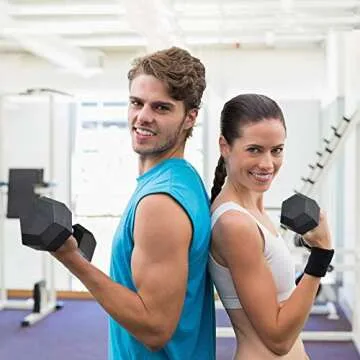 Balelinko Hex Dumbbells Free Weights Set with Metal Handles Rubber Encased Solid Cast Iron Hex Dumbbell in Pair, 20 LBS