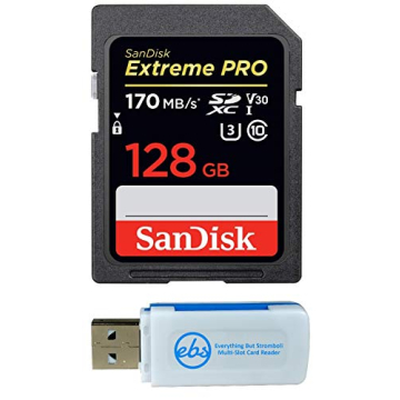 SanDisk 128GB SDXC SD Extreme Pro Memory Card Bundle for Canon EOS Rebel DSLR Cameras