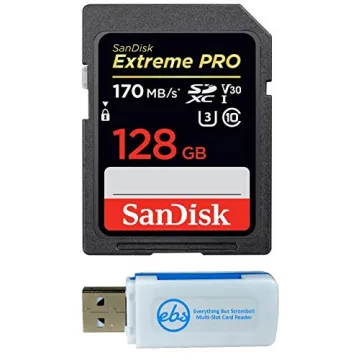 SanDisk 128GB SDXC SD Extreme Pro Memory Card Bundle for Canon EOS Rebel DSLR Cameras